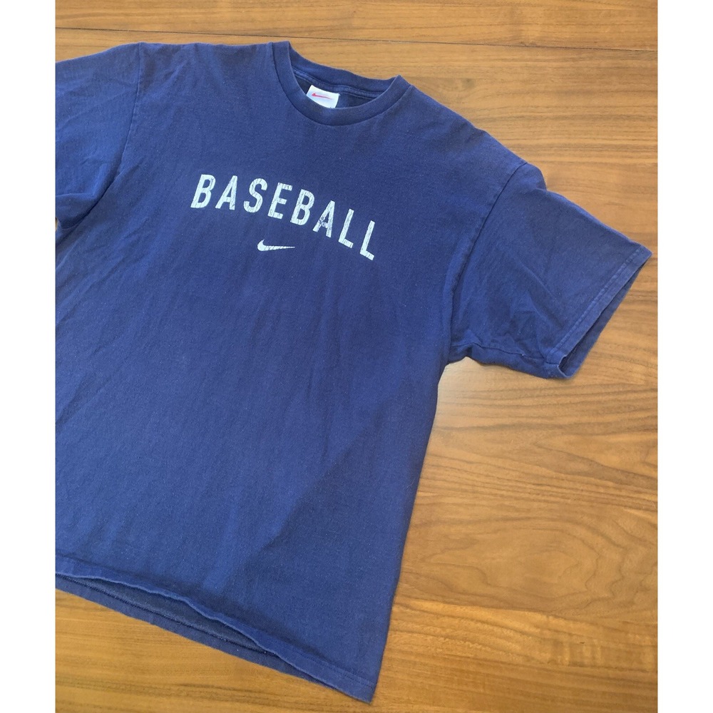 Vintage 90s Nike Baseball TShirt Mens L Spell Out Center Swoosh Graphic 1998